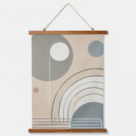 Minimalistisch Abstract wandtapijt met houten bove Hangend Wandkleed
