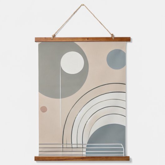 Minimalistisch Abstract wandtapijt met houten bove Hangend Wandkleed (Voorkant)
