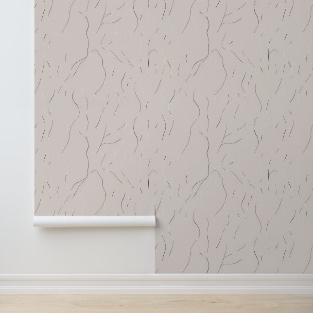 Minimalistisch Abstract Wavy-lijnpatroon Behang (Applicatie)