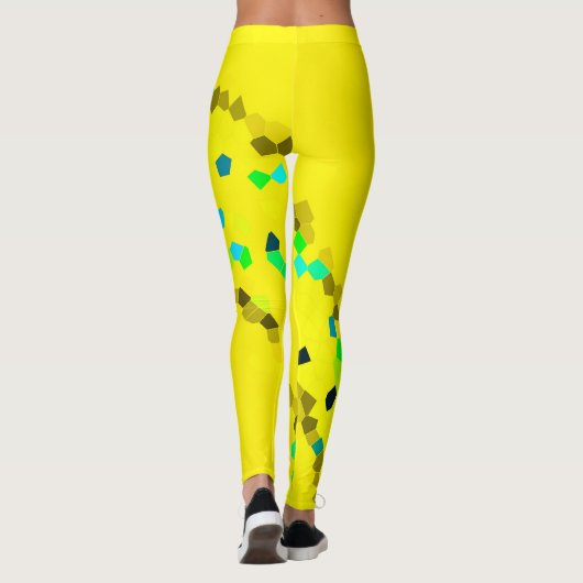 Minimalistisch Abstract zwart geel Leggings (Achterkant)