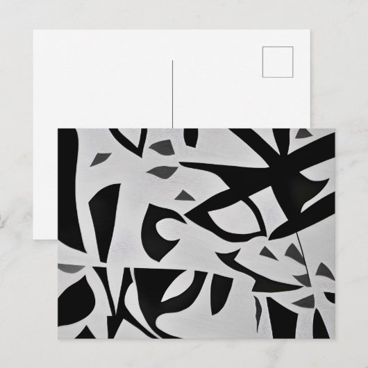 Minimalistisch abstract zwart-wit briefkaart (Voorkant / Achterkant)