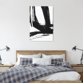 Minimalistisch Abstract zwart-witpenseelstreken Canvas Afdruk (Insitu (Slaapkamer))