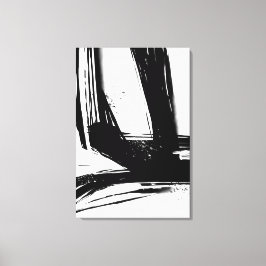 Minimalistisch Abstract zwart-witpenseelstreken Canvas Afdruk