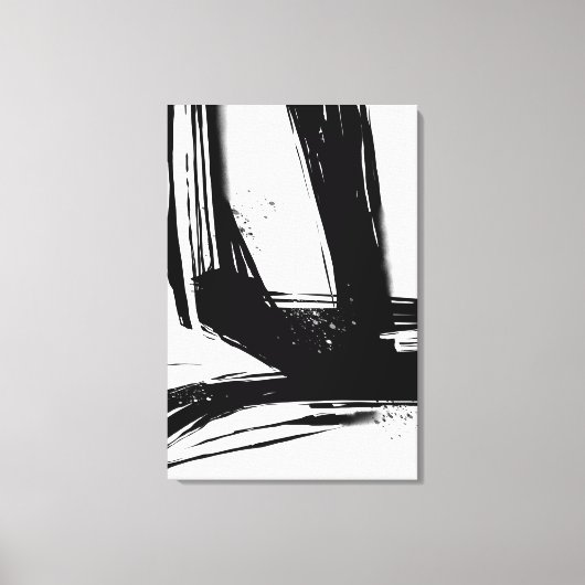 Minimalistisch Abstract zwart-witpenseelstreken Canvas Afdruk (Voorkant)