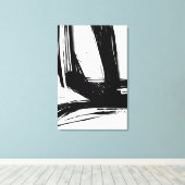 Minimalistisch Abstract zwart-witpenseelstreken Canvas Afdruk (Insitu (Houten vloer))