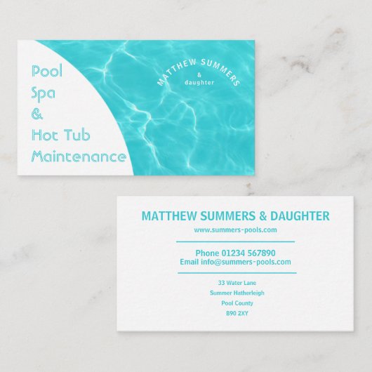 Minimalistisch Abstract zwembad Water Ripples US Visitekaartje (Voorkant / Achterkant)