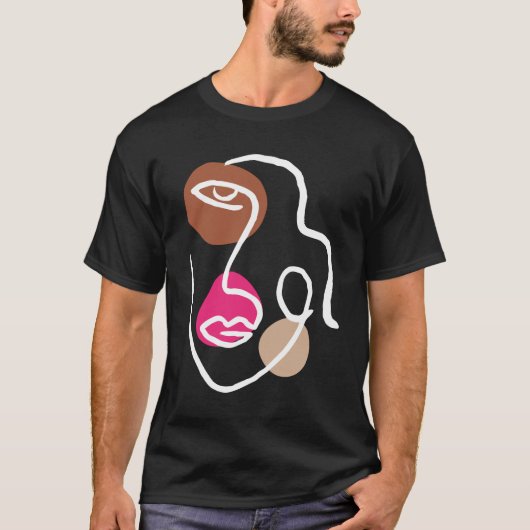 Minimalistisch abstracte face line art t-shirt (Voorkant)