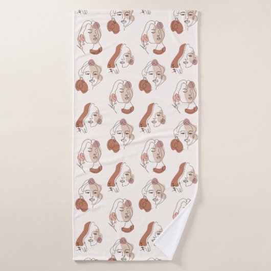 Minimalistisch Abstracte lijnkunst Vrouwenpatronen Badhanddoek (Badhanddoek)