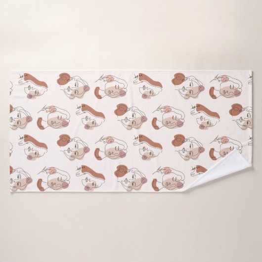 Minimalistisch Abstracte lijnkunst Vrouwenpatronen Badhanddoek (Badhanddoek)