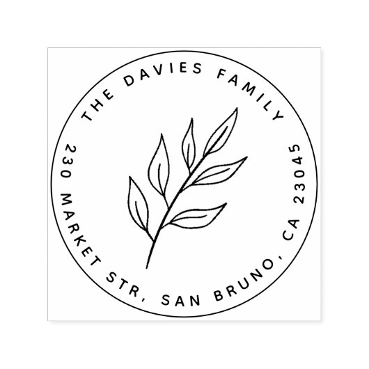 Minimalistisch achtereenvolgens Botanical Leaf Rou Zelfinktende Stempel (Design)