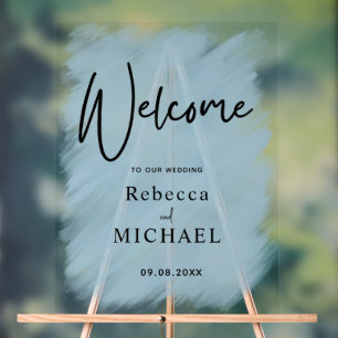 Minimalistisch acrylic welkom bord voor een trouwf