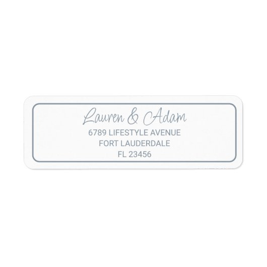 Minimalistisch adres van de blauwe bruiloft etiket (Voorkant)