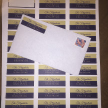 Minimalistisch adres van Navy Blue en Gold Classy