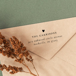 Minimalistisch adres voor naam van hartfamilie rubberstempel