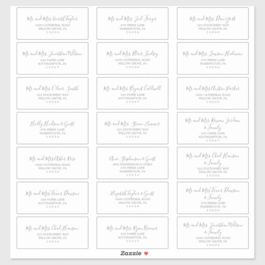 Minimalistisch Adresetiket van de Silver Wedding Sticker (Vel)