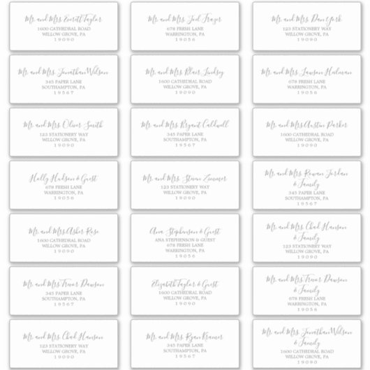 Minimalistisch Adresetiket van de Silver Wedding Sticker (Voorkant)