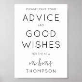 Minimalistisch advies en goede wensen trouwbord poster (Voorkant)