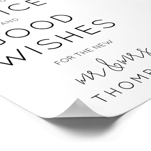 Minimalistisch advies en goede wensen trouwbord poster (Hoek)