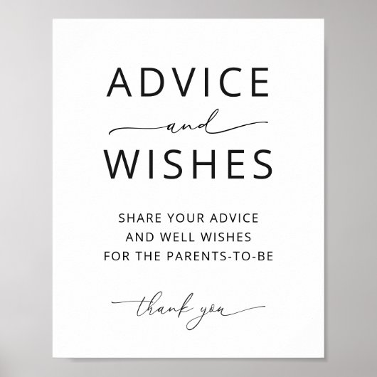 Minimalistisch advies en wensen feestspel bord poster (Voorkant)