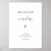 Minimalistisch advies en wensen Huwelijk Tafelbord Poster (Voorkant)