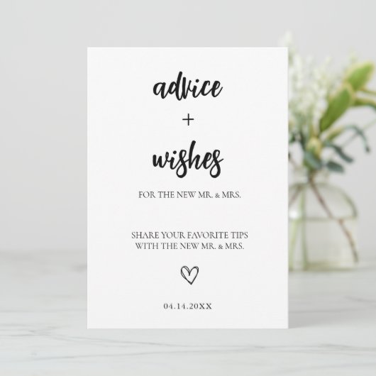 Minimalistisch advies en wensen voor bruid en brui kaart (Staand voorkant)