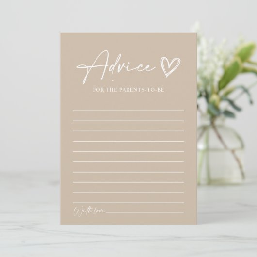 Minimalistisch advies van het Baby shower Kaarten (Staand voorkant)