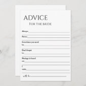 Minimalistisch advies voor de bruid kaart (Voorkant / Achterkant)