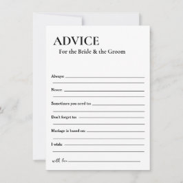 Minimalistisch advies voor het spel voor de bruid 