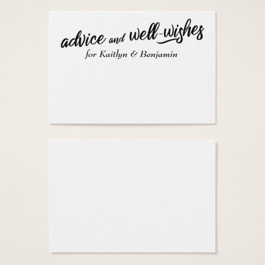 Minimalistisch advies & Well Wishes Huwelijkskaart Visitekaartje (Voorkant /achterkant)