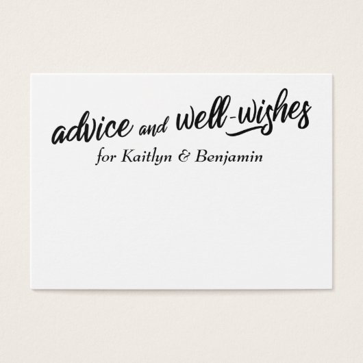 Minimalistisch advies & Well Wishes Huwelijkskaart Visitekaartje (Voorkant)