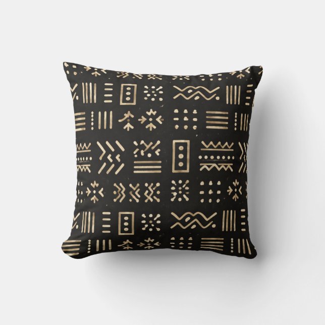 Minimalistisch Afrikaans Modderdoek Patroon Kussen (Voorkant)