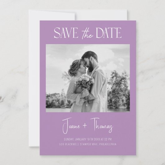 Minimalistisch Afrikaans Violet Save the Date Wedd Kaart (Voorkant)