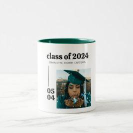 Minimalistisch afstudeercadeau voor klas van 2026 tweekleurige koffiemok