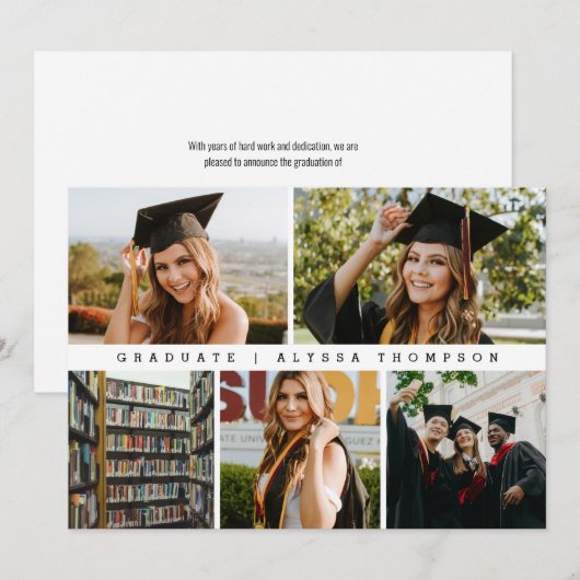 Minimalistisch Afstudeerder Foto's Afstuderen Aank Kaart (Voorkant / Achterkant)