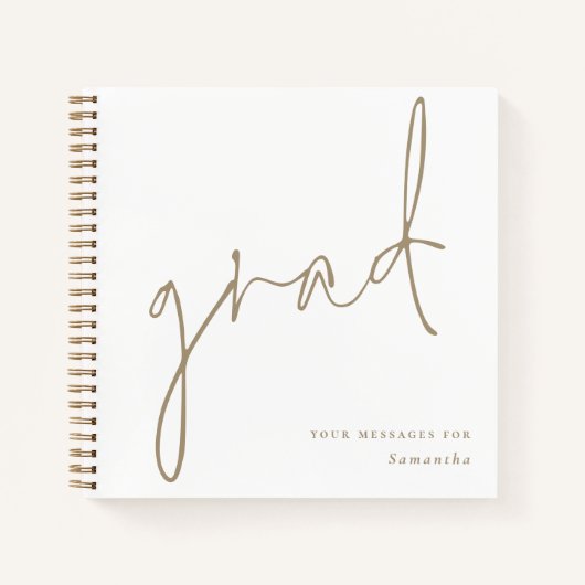 Minimalistisch Afstudeerder Gold Script Afstuderen Notitieboek (Voorkant)