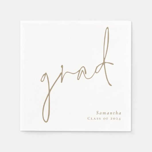 Minimalistisch Afstudeerder Gold Script Naam Jaar  Servet (Voorkant)
