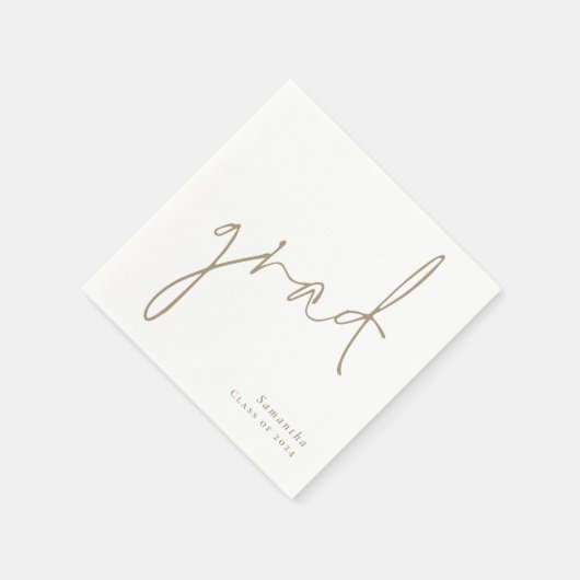 Minimalistisch Afstudeerder Gold Script Naam Jaar Servet (Hoek)
