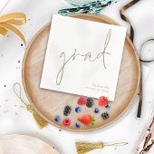 Minimalistisch Afstudeerder Gold Script Naam Jaar Servet