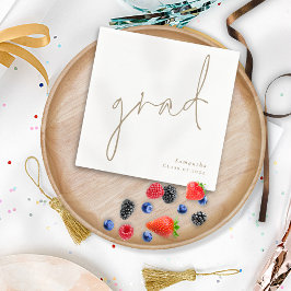 Minimalistisch Afstudeerder Gold Script Naam Jaar Servet