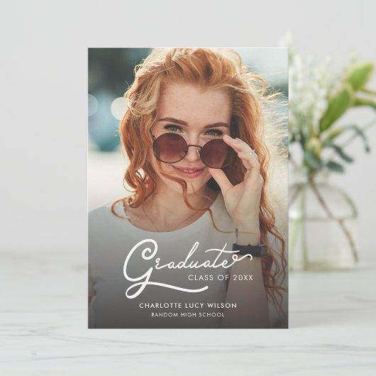 Minimalistisch Afstudeerder Modern 2 foto's Afstud Aankondiging (Staand voorkant)