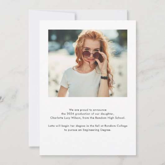 Minimalistisch Afstudeerder Modern 2 foto's Afstud Aankondiging (Achterkant)