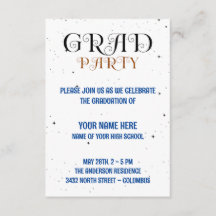 Minimalistisch Afstudeerder Party Blue Black & Whi