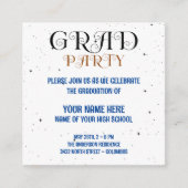 Minimalistisch Afstudeerder Party Blue Black & Whi Informatiekaartje (Voorkant)