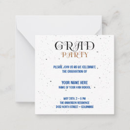 Minimalistisch Afstudeerder Party Blue Black & Whi Notitiekaartje