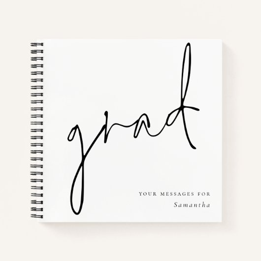 Minimalistisch Afstudeerder Script Afstuderen Gast Notitieboek (Voorkant)