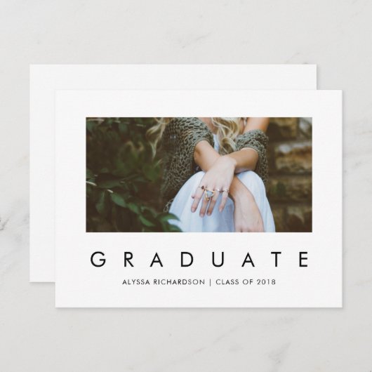 minimalistisch Afstudeerder | Uitnodiging voor fot (Voorkant / Achterkant)