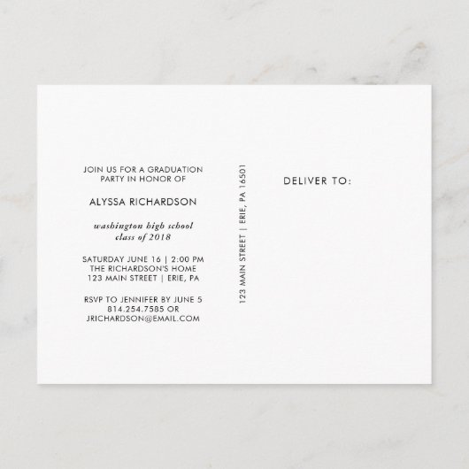 minimalistisch Afstudeerder | Uitnodiging voor fot (Achterkant)