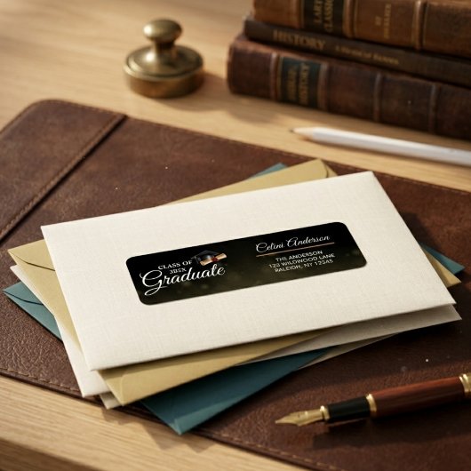 Minimalistisch afstudeerscript Aangepast retouradr Etiket