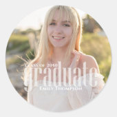 Minimalistisch Afstuderen Afbeelding Eenvoudige mo Ronde Sticker (Voorkant)