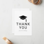 Minimalistisch Afstuderen bedankkaart voor vriende Notitiekaartje (Voorkant / Achterkant in situ)